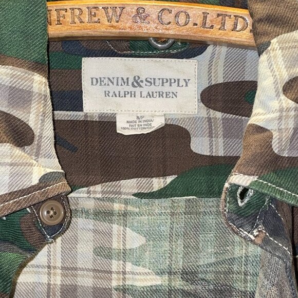 POLO Ralph Lauren Denim & Supply Plaid Camo Long Shirt Purple YSL Gucci Boss AX - Picture 5 of 6